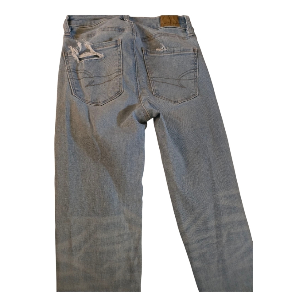 American Eagle Light Blue Denim Jeans high rise skinny jegging size 00 short - Picture 2 of 8